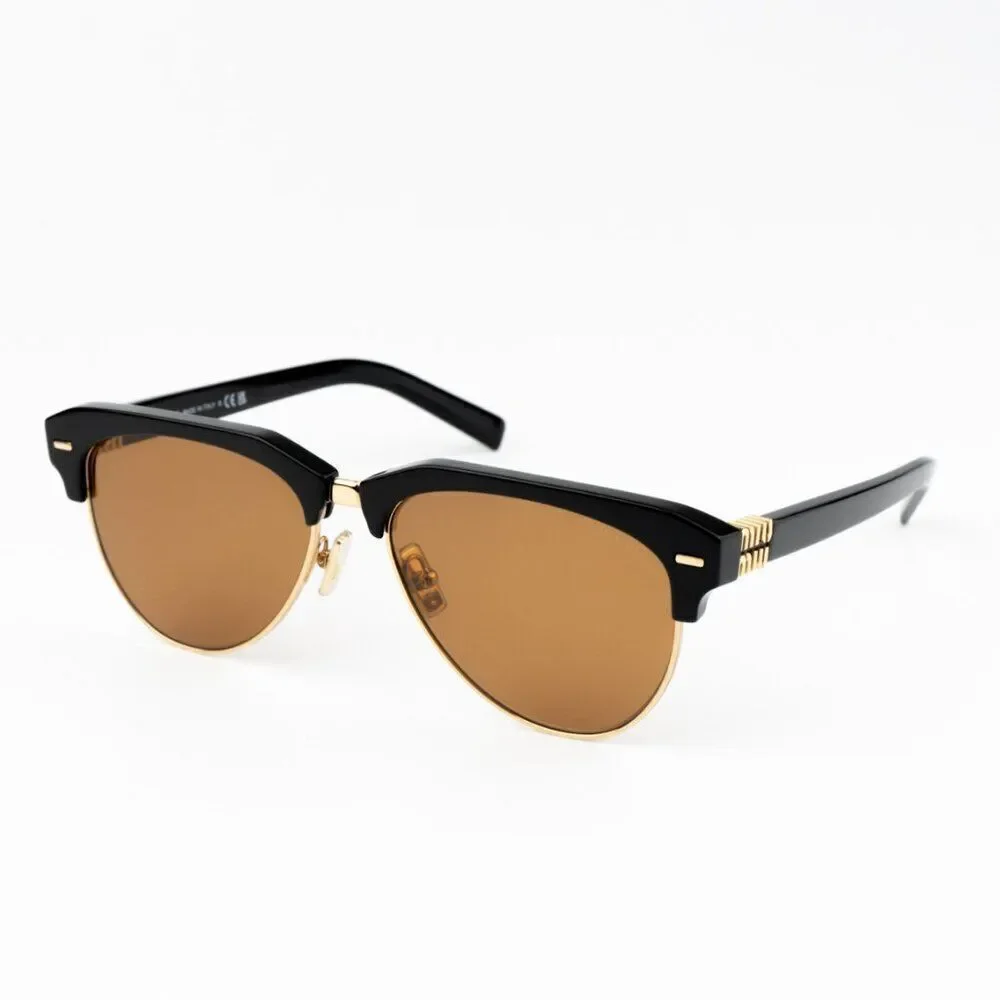 NEW Miu Miu MU09ZS 1AB2Z1 RUNWAY Black Brown Browline Unisex Sunglasses SMU09Z